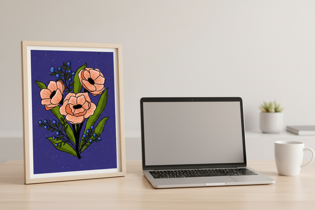 Coral Bouquet (Purple) Print