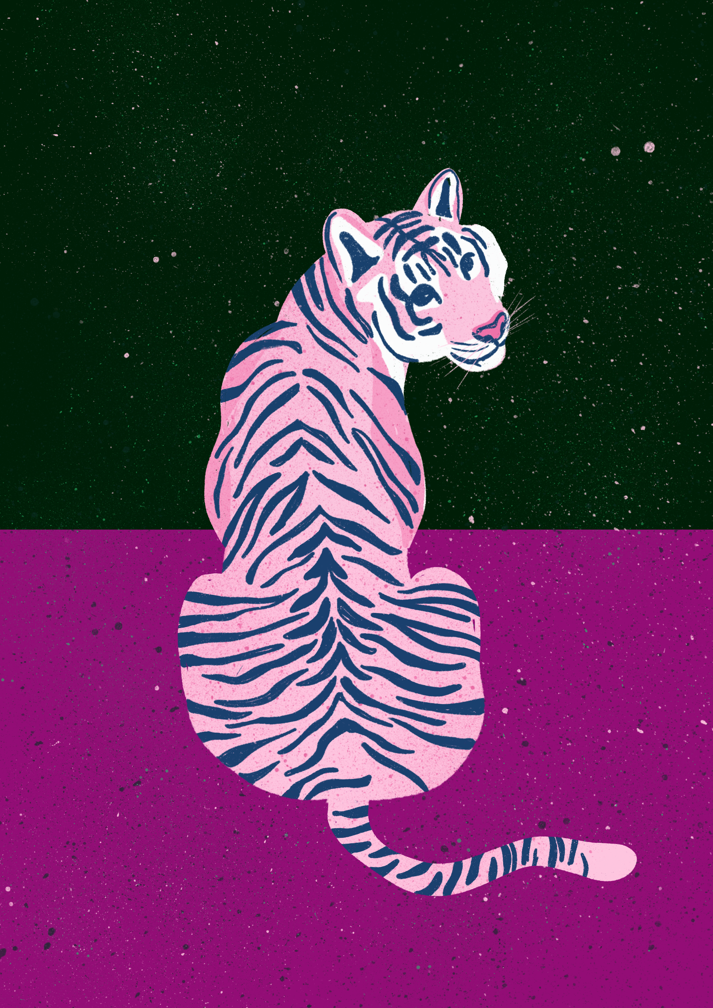 Tiger Art Print – Bold Wildlife Purple Black Wall Decor