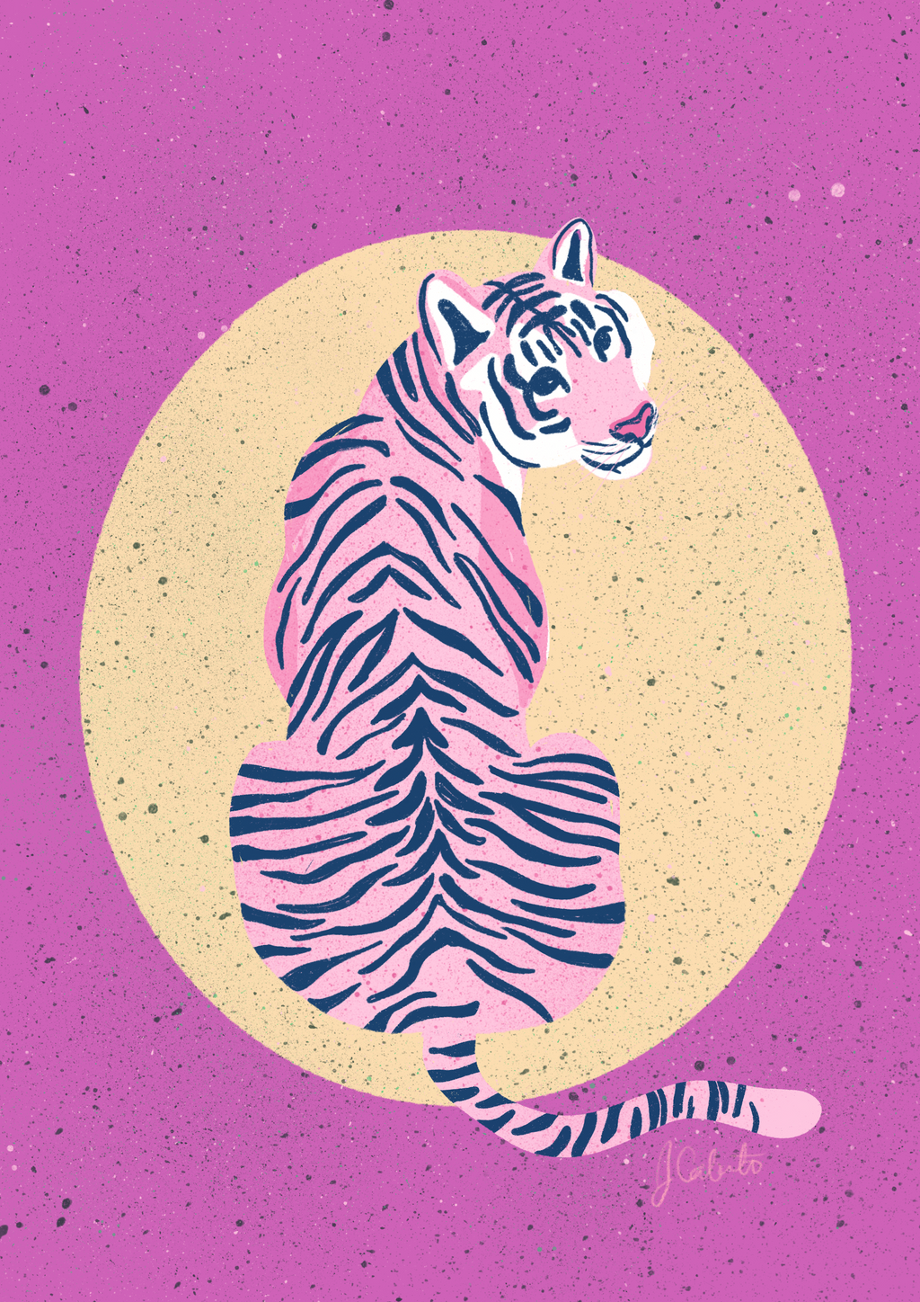 Tiger Art Print – Bold Wildlife Yellow Sun Wall Decor