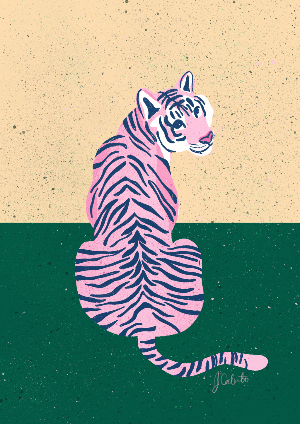 Tiger Art Print – Wildlife Yellow Green Jungle Wall Decor