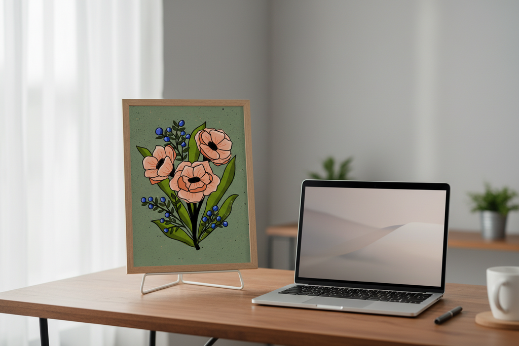 Coral Bouquet (Green) Print