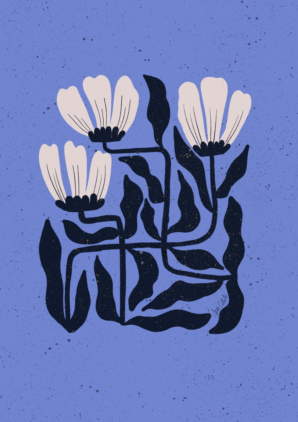 Midnight Bloom Grid – Periwinkle Print