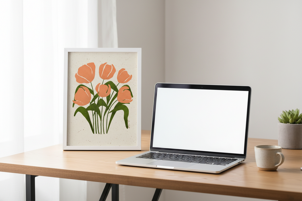 Peach Tulips – Soft Cream Print
