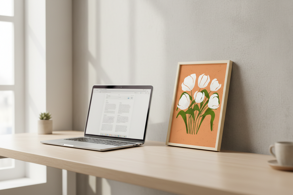 White Tulips – Terracotta Glow Print