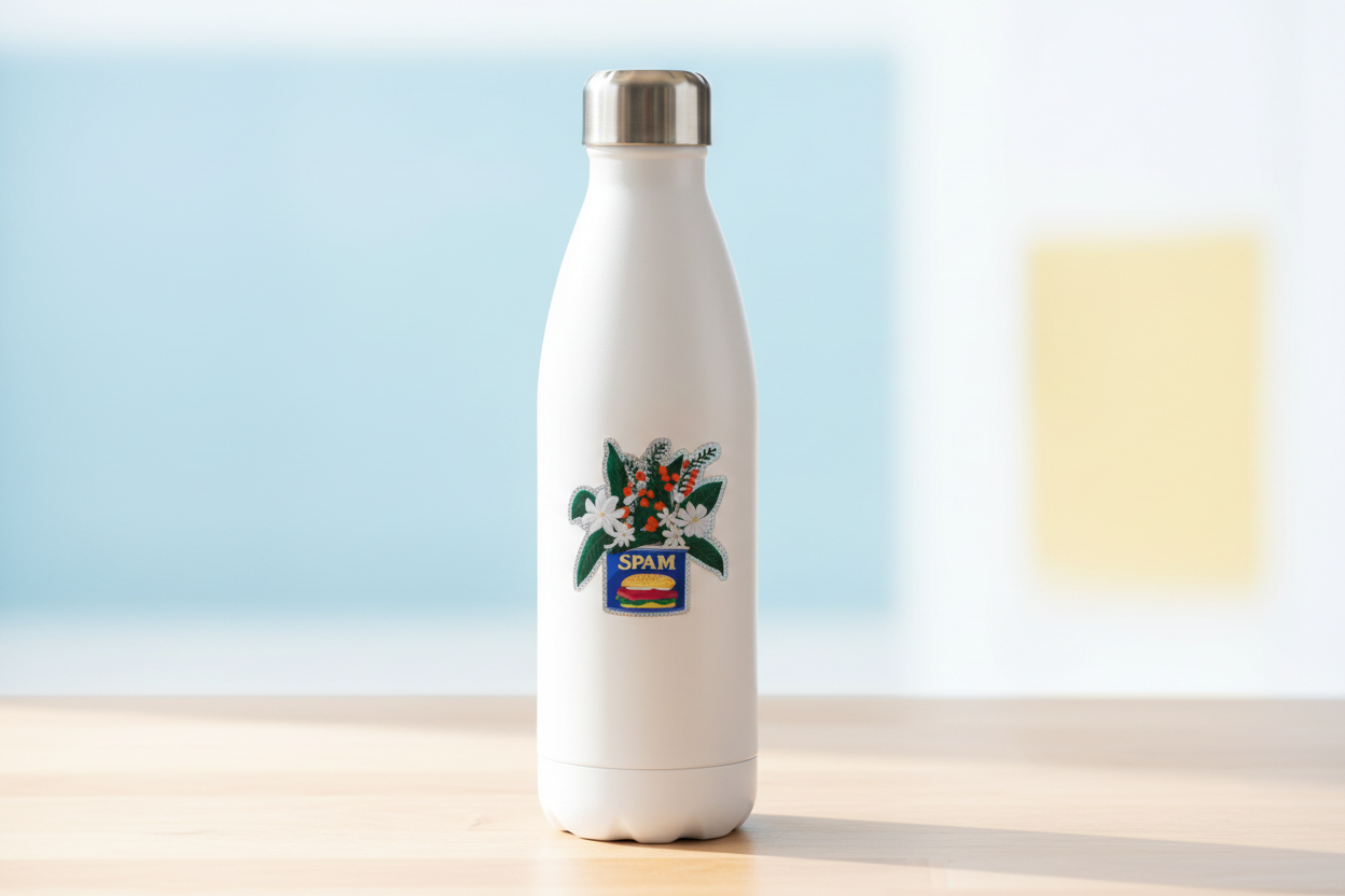 Spam Floral Die-Cut Glitter Sticker