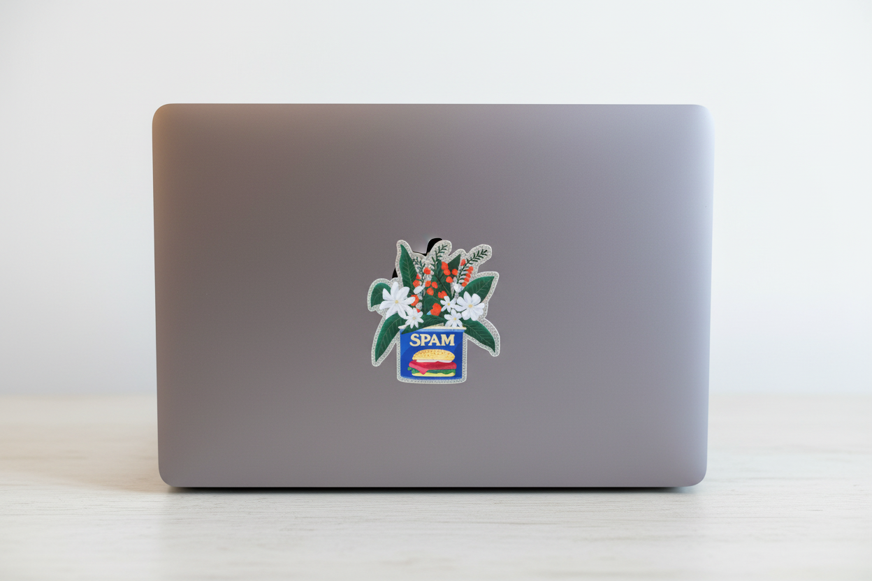 Spam Floral Die-Cut Glitter Sticker