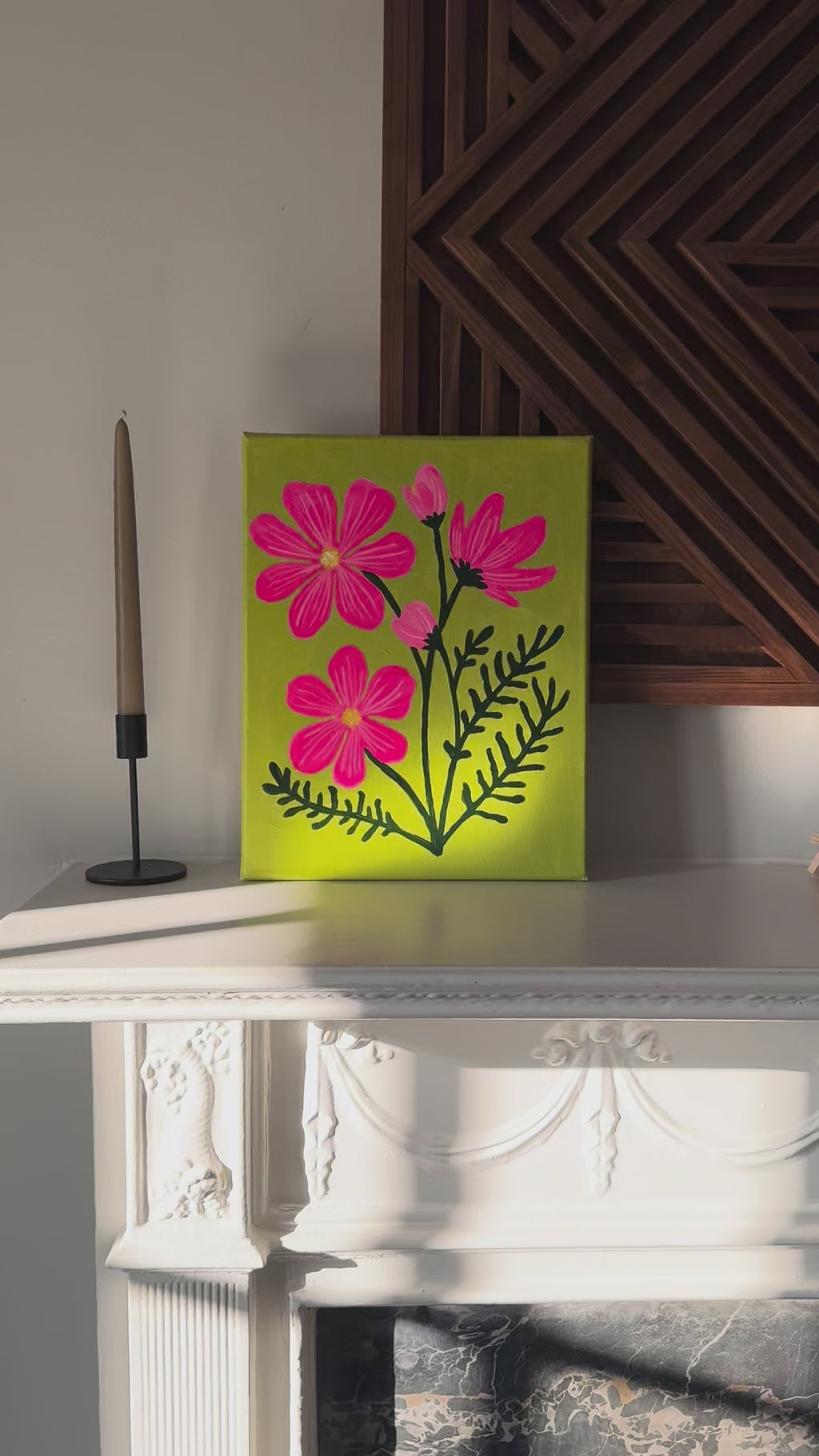Pink Cosmos Floral Painting
