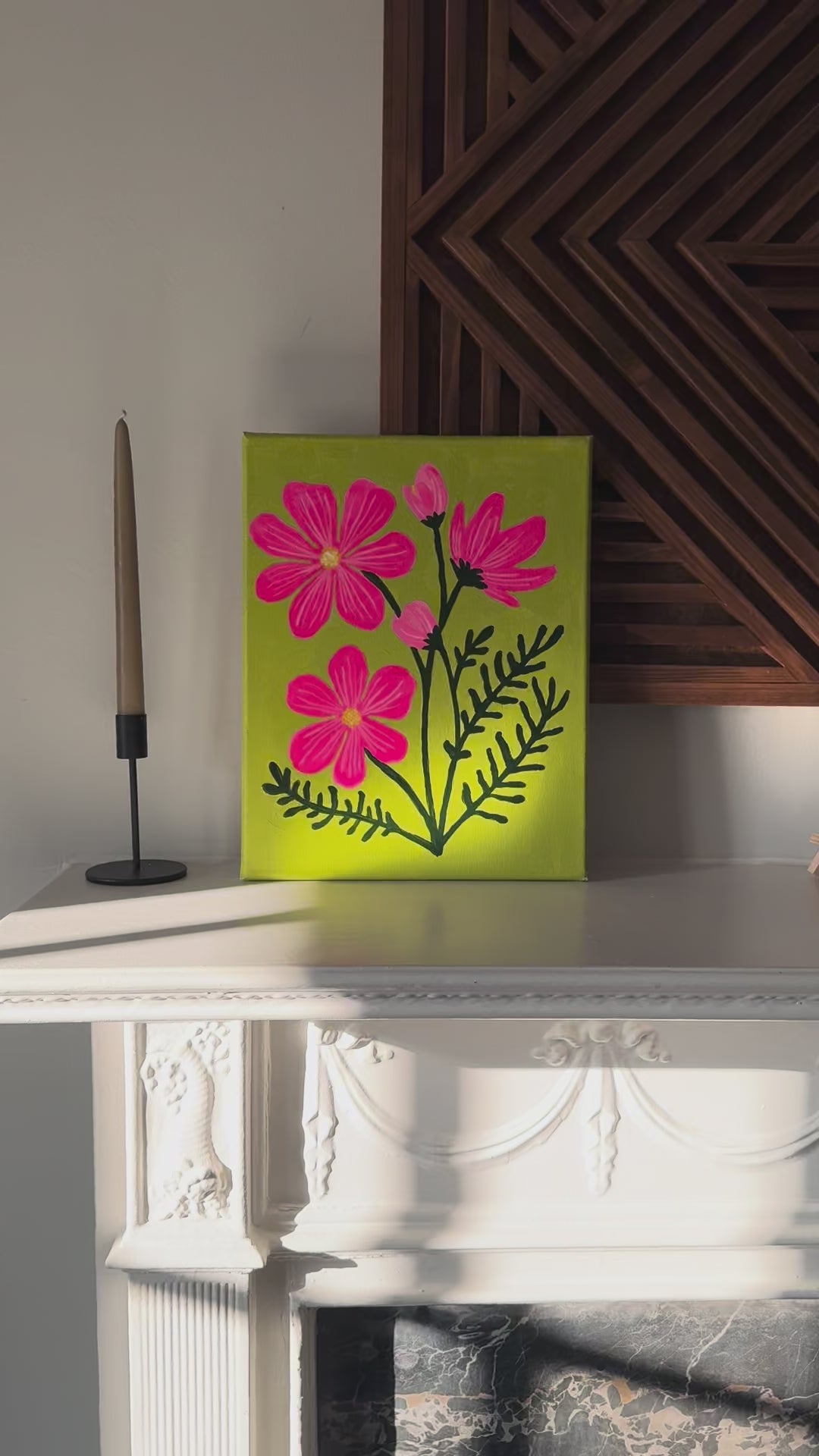 Pink Cosmos Floral Painting