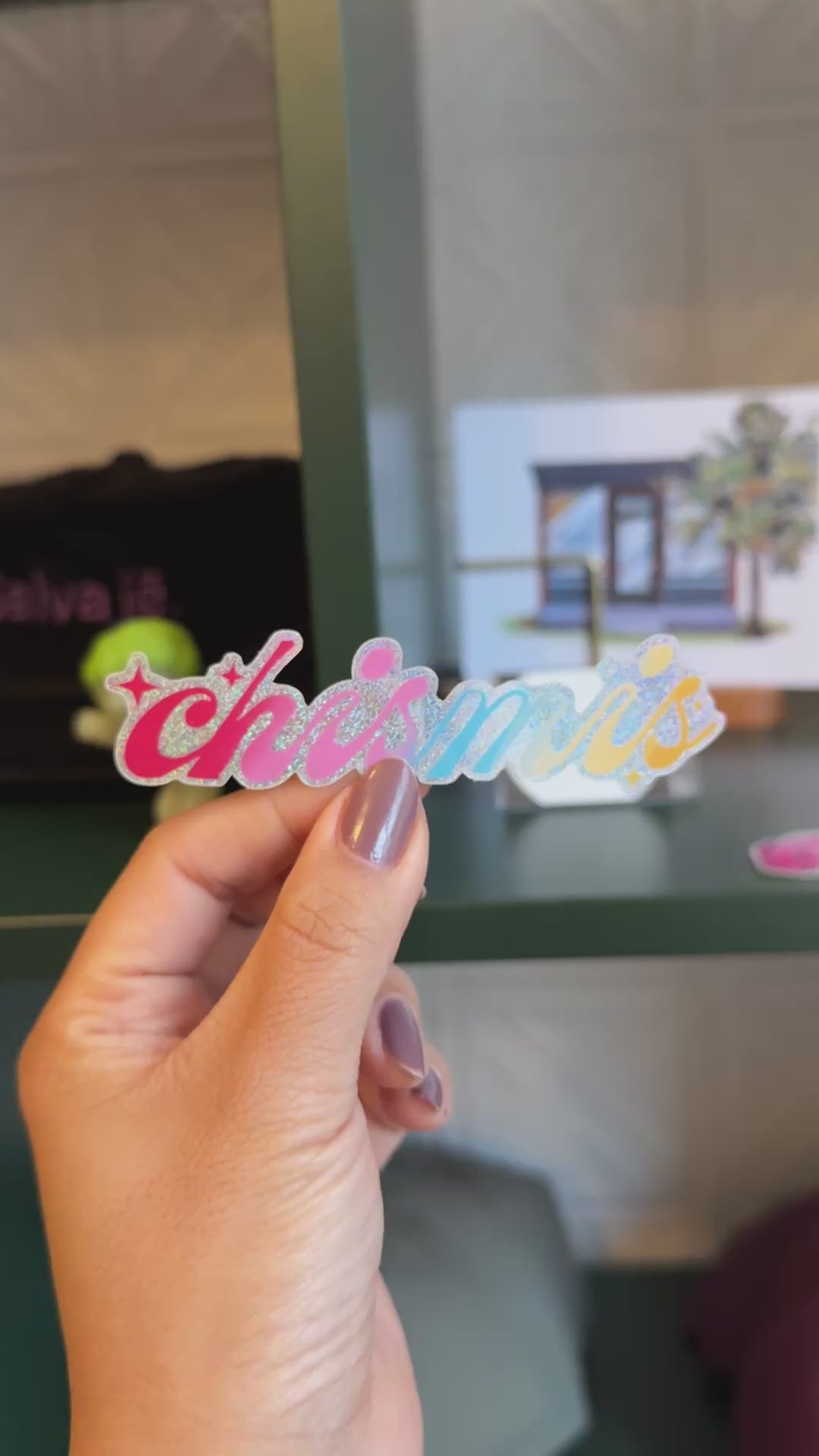 Chismas Die-Cut Holographic Sticker
