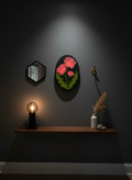Red Chrysanthemum on Dark with styled wall